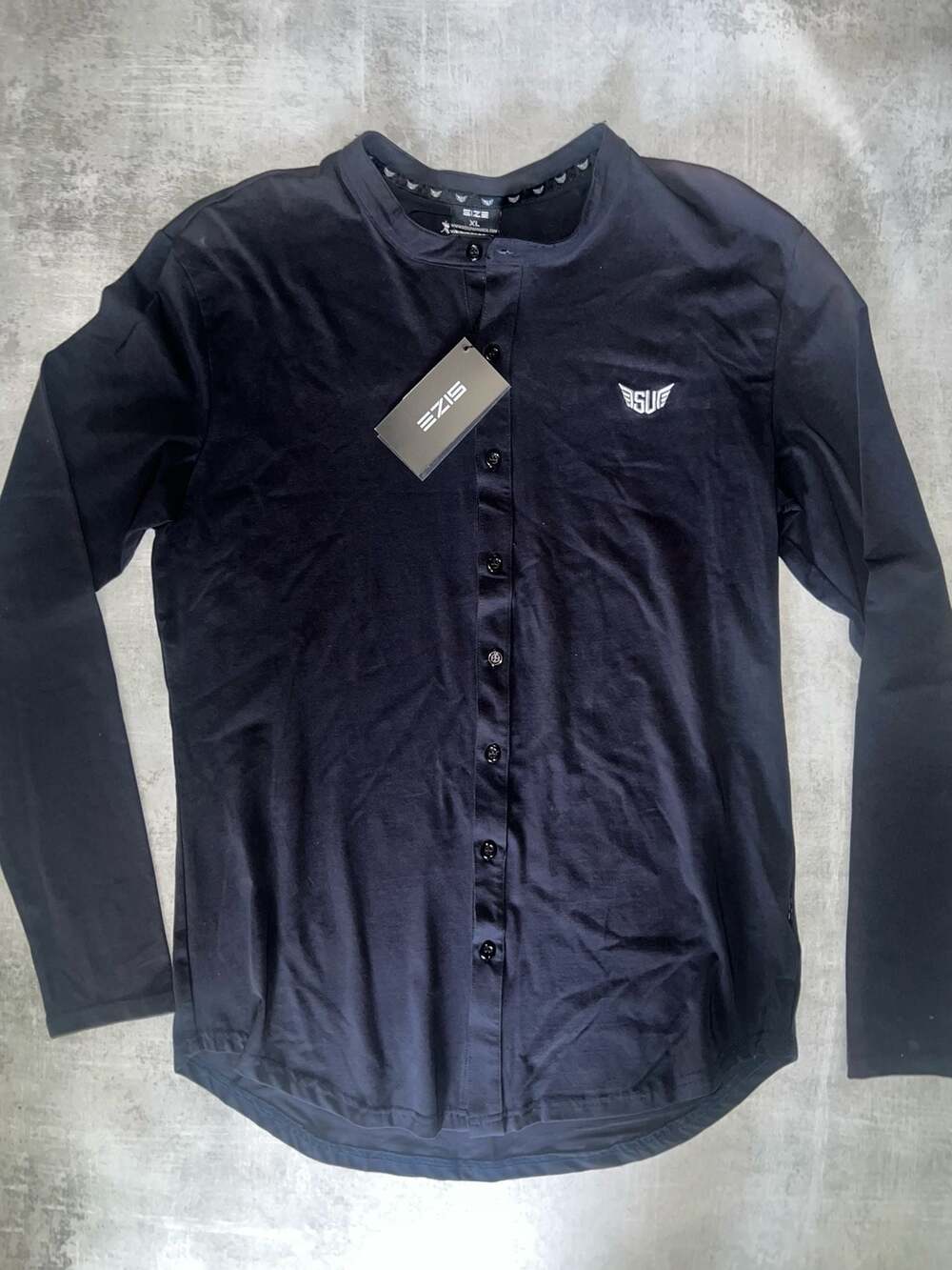 Size Up Apparel Men's Long Sleeve Button Henley Shirt Black XL